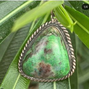 Vintage Beautiful chrysocolla sterling pendant